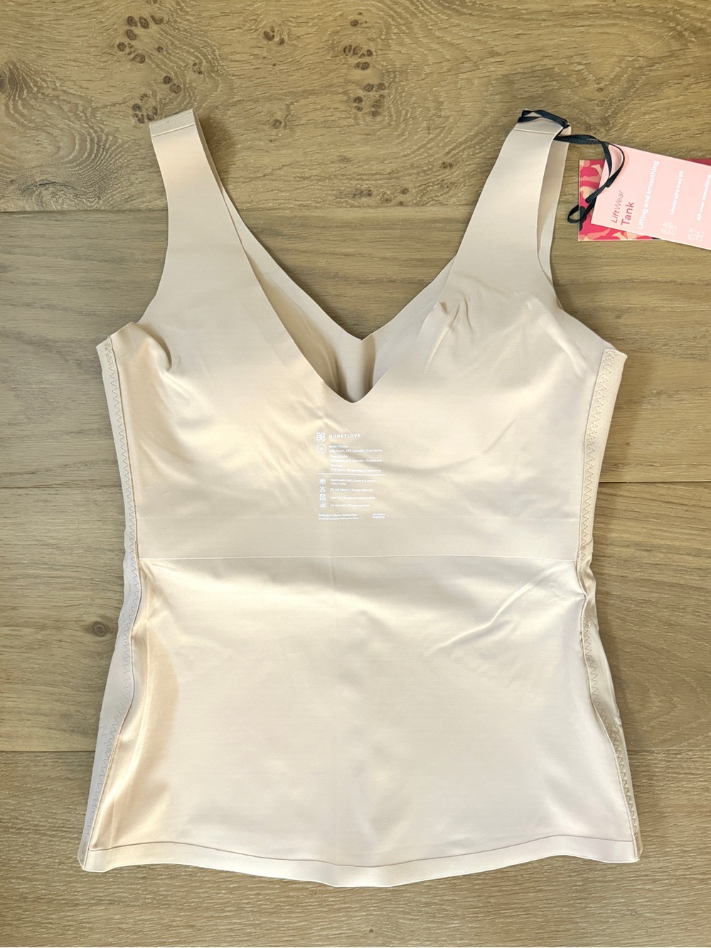 NWT Honeylove LiftWear Smoothing Tank Built-In Bra Shapewear Beige Snatched Med - Picture 7 of 16